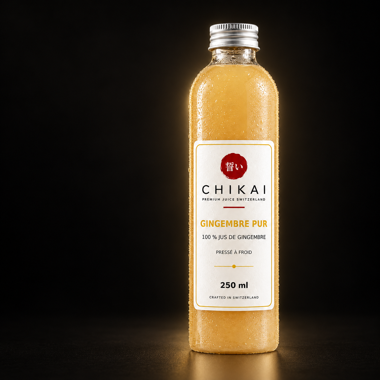 Gingembre Pur CHIKAI 250 ml sur fond noir