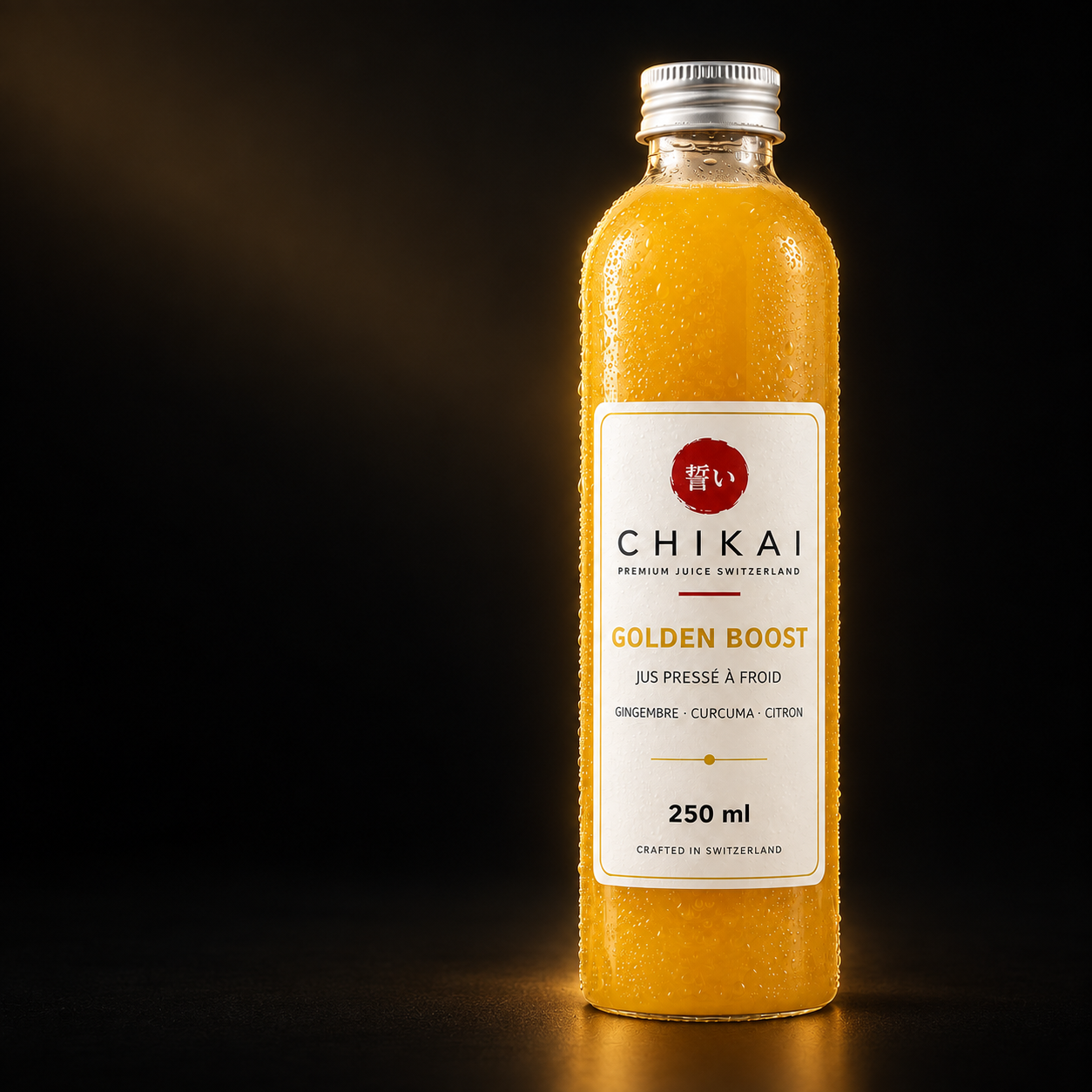 Golden Boost CHIKAI 250 ml sur fond noir