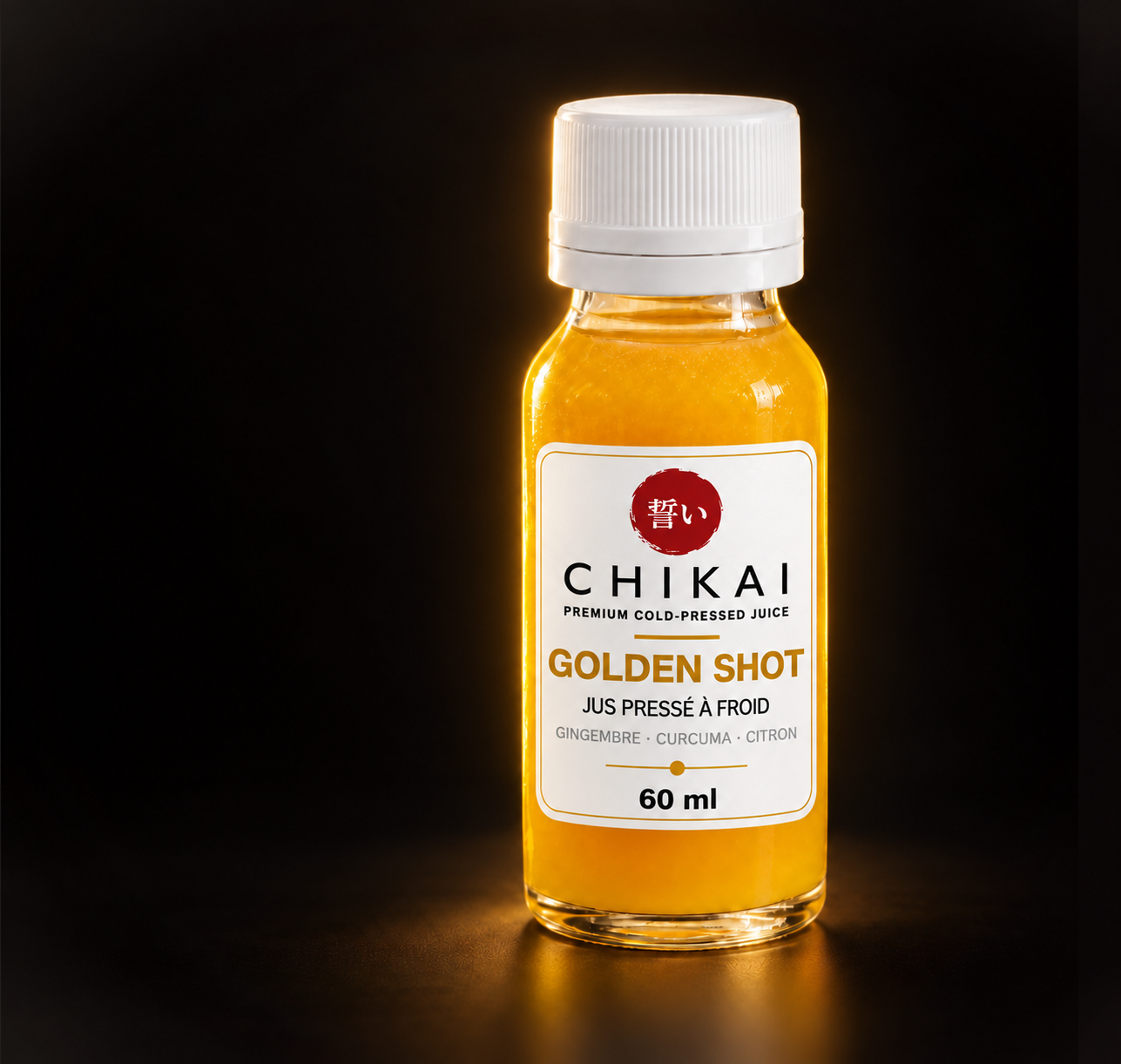 Golden Shot CHIKAI 60 ml sur fond noir